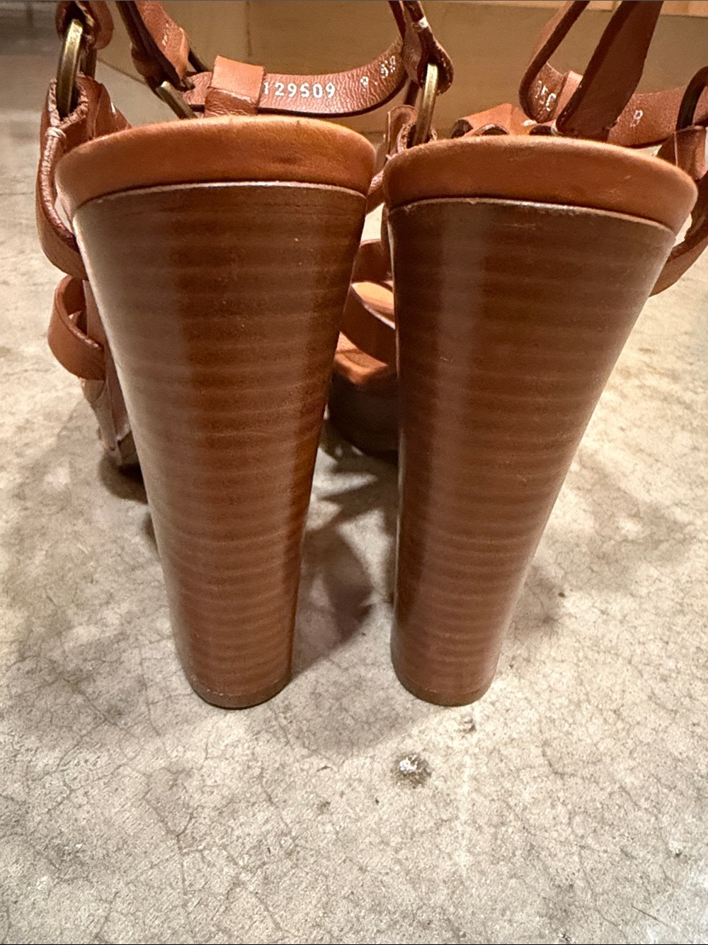 Lauren Ralph Lauren Purple Label Leather Platform Heel Sandals - Picture 5 of 5